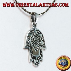 Silver pendant hand of Fatima Hamsa or Khamsa with Star of David