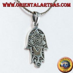 Colgante de plata de Fátima Hamsa o Khamsa con Estrella de David