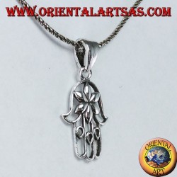 Pendentif en argent main de Fatima Hamsa ou Khamsa avec fleur d'amour