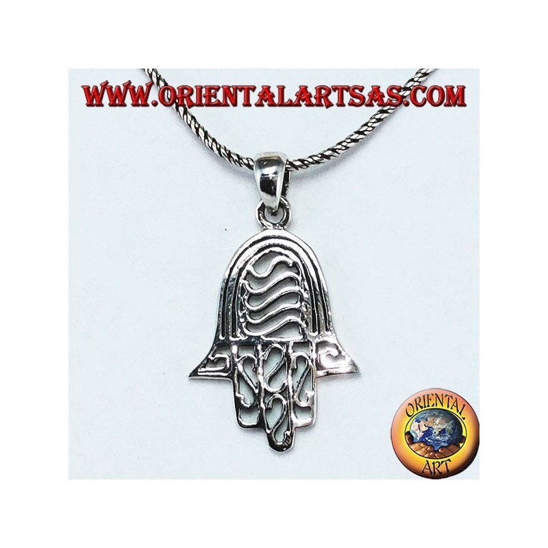 Pendentif main de Fatima main de Miriam Hamsa percé en argent