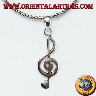 Silver pendant Treble clef or treble clef