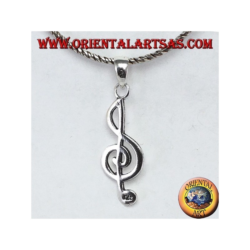Silver pendant Treble clef or treble clef