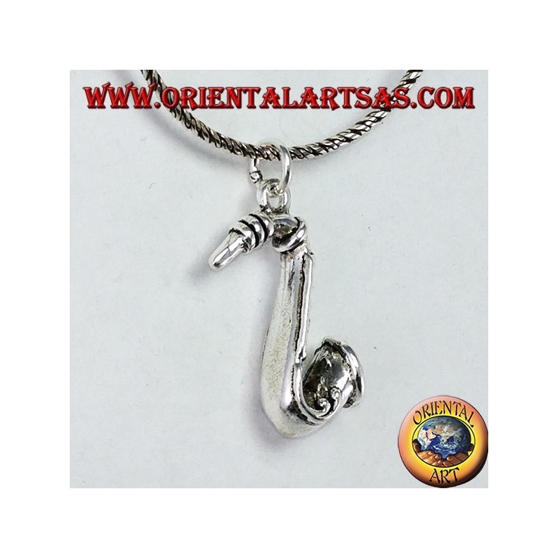 Saxophon Sax Anhänger in 925 Silber