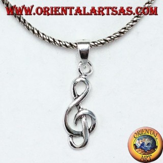 Silver pendant Treble clef or sol key (small)