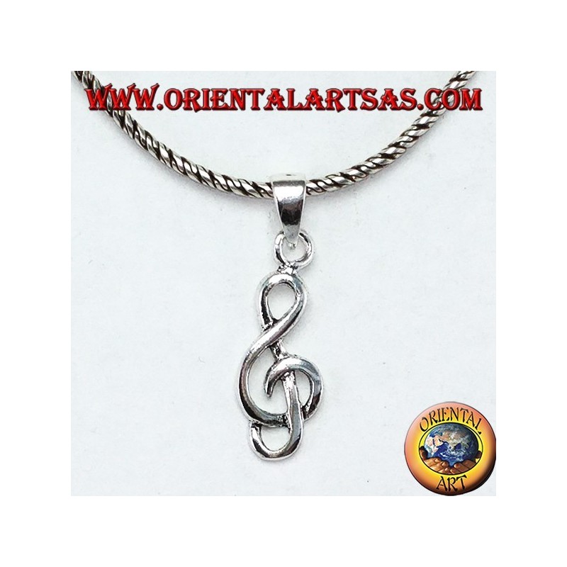 Silver pendant Treble clef or sol key (small)