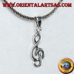 Silver pendant Treble clef or sol key (small)