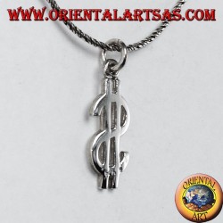 Silver pendant depicting the dollar symbol