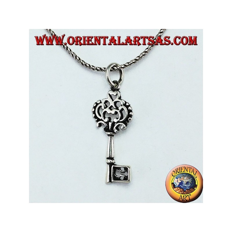 Key silver pendant in baroque style