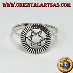 Bague en argent avec étoile de David, étoile à 6 branches