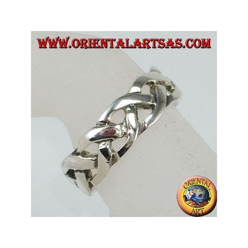 Anello a fascetta ad intreccio semplice  in argento 925 ‰