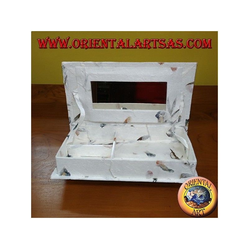 Jewelry box with mirror made of rice paper with real flower petals