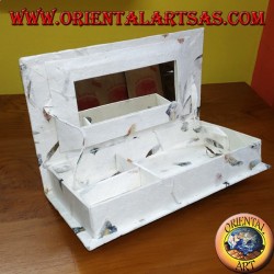 Jewelry box with mirror made of rice paper with real flower petals