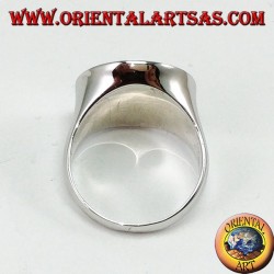 Bague en argent avec onyx plat rond (grand)