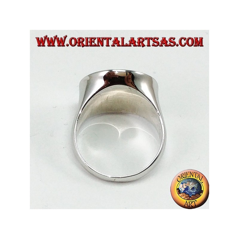Silver ring with round flat onyx (large)