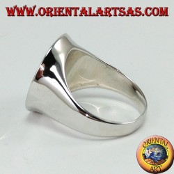 Bague en argent avec onyx plat rond (grand)