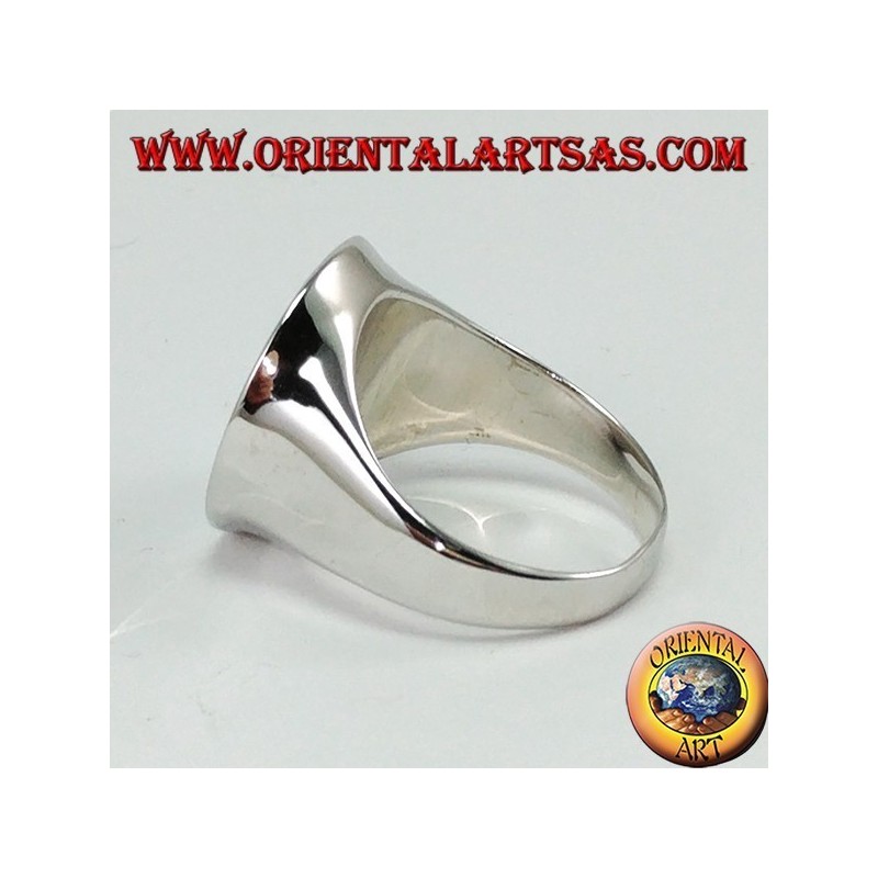 Bague en argent avec onyx plat rond (grand)