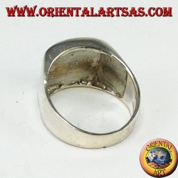 Silver ring with convex rectangular onyx