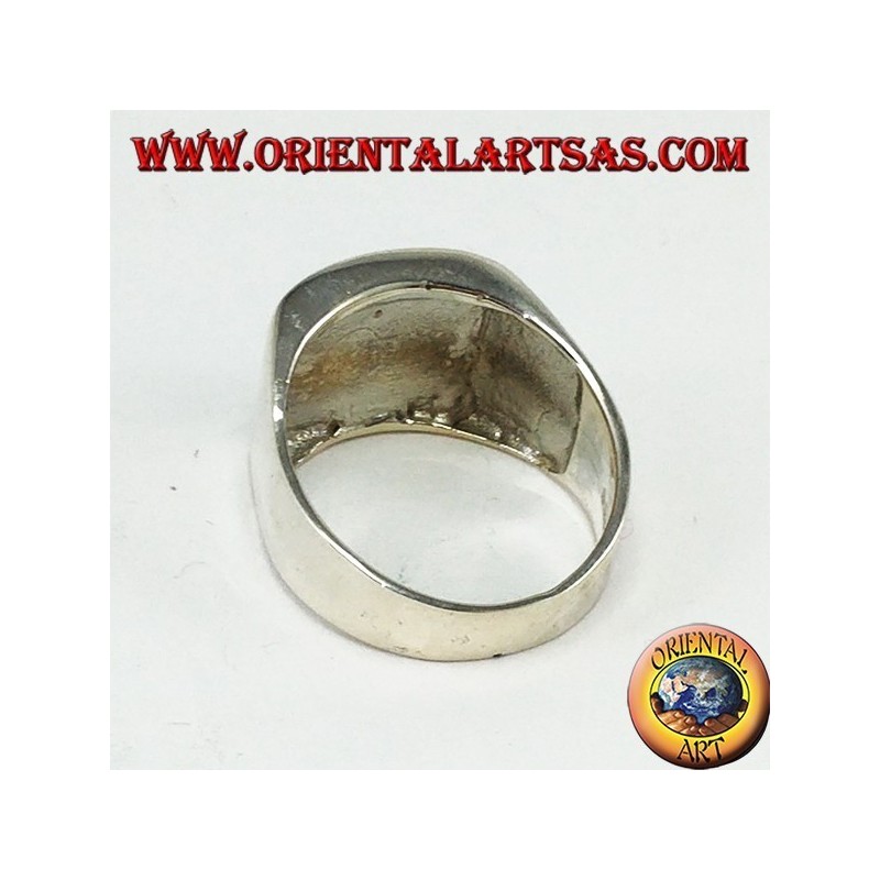 Silberring mit konvexem, rechteckigem Onyx