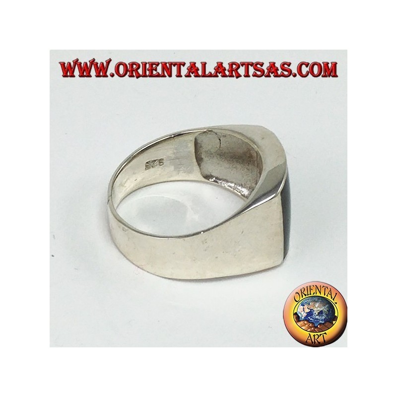 Silver ring with convex rectangular onyx