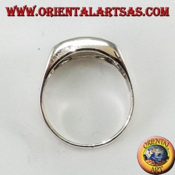 Silberring mit konvexem, rechteckigem Onyx