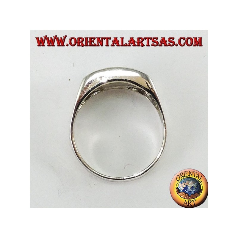 Silberring mit konvexem, rechteckigem Onyx
