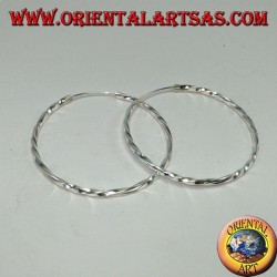 Pendientes de plata con círculo retorcido, 40 mm. de diámetro ⌀