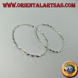 Silver earrings with twisted circle, 40 mm. in diameter ⌀