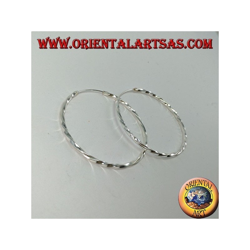 Pendientes de plata con círculo retorcido, 40 mm. de diámetro ⌀