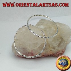 Boucles d'oreilles en argent avec un cercle torsadé, 40 mm. en diamètre ⌀