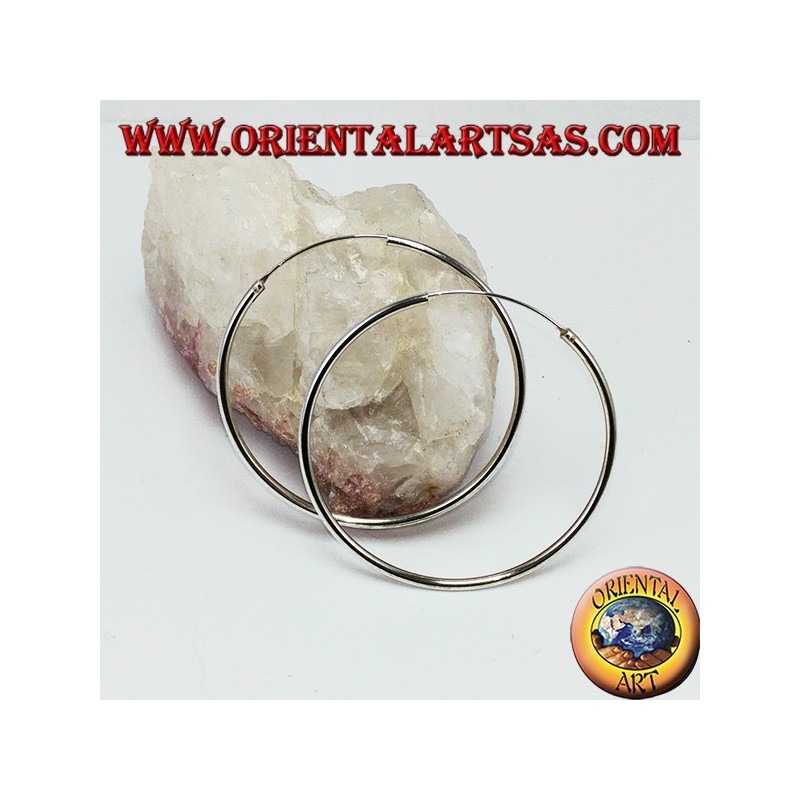 Pendientes de plata con un círculo simple, grosor mm. 2 * 50 de diámetro