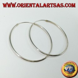 Boucles d'oreilles en argent avec un cercle simple, épaisseur mm. 2 * 50 de diamètre