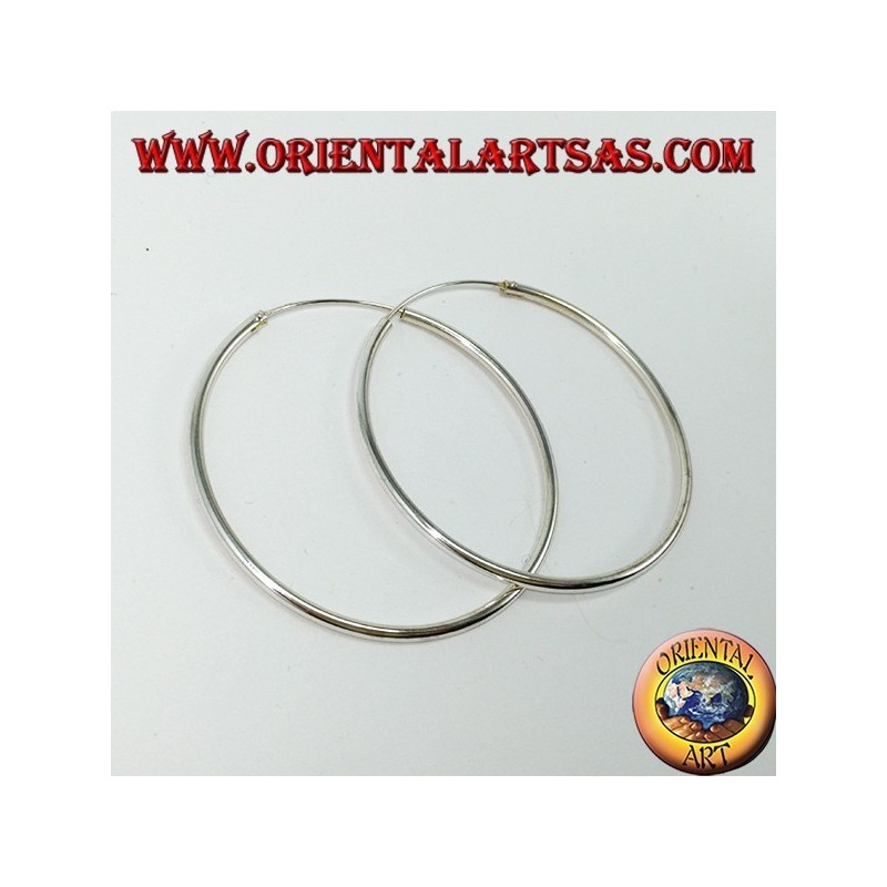 Orecchini d'argento a cerchio semplice spessore da mm. 2  *  50 mm. di diametro
