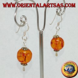Boucles d'oreilles en argent 925 avec une sphère d'Ambre
