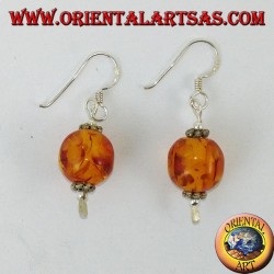 Boucles d'oreilles en argent 925 avec une sphère d'Ambre