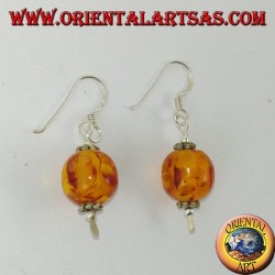 Boucles d'oreilles en argent 925 avec une sphère d'Ambre