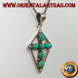 Croix pendentif en argent avec turquoise ovale