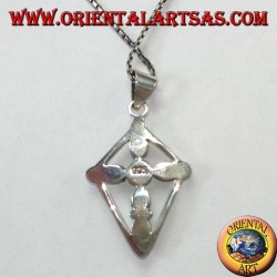 Kreuz Anhänger in Silber mit ovalem Türkis