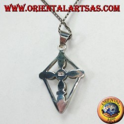 Kreuz Anhänger in Silber mit ovalem Türkis