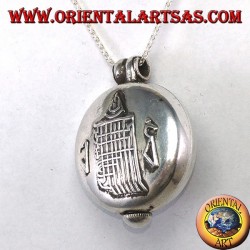 Gao Kalachakra Anhänger in Silber mit Doppel Dorje und Koralle