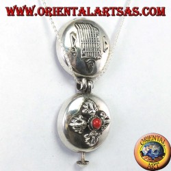 Colgante Gao Kalachakra en plata con doble dorje y coral