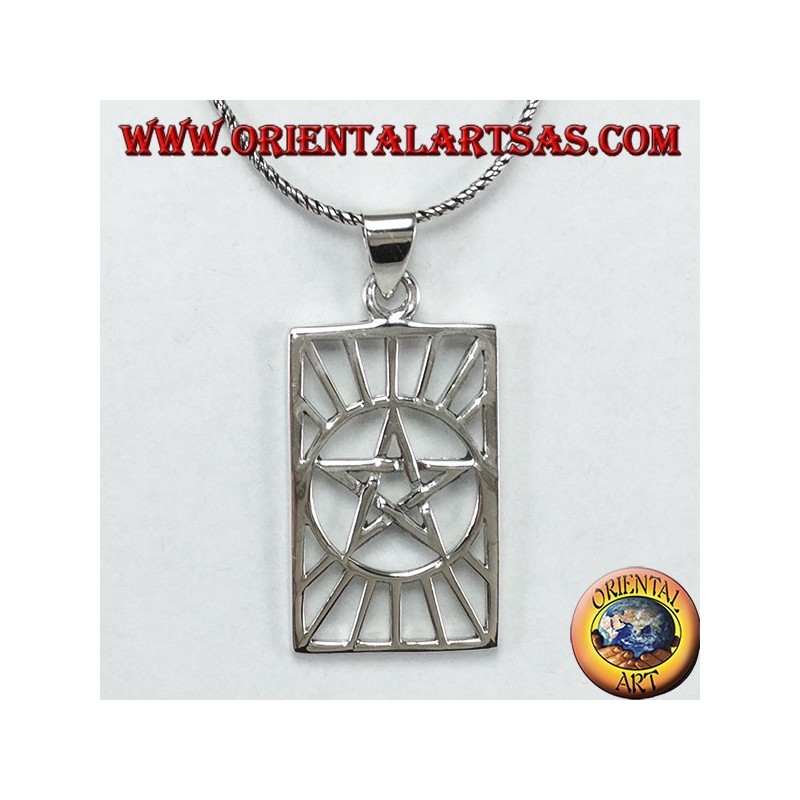 Pendentif en argent, pentacle au soleil (étoile au soleil)