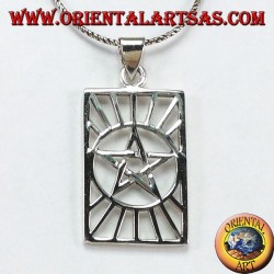 Pendentif en argent, pentacle au soleil (étoile au soleil)