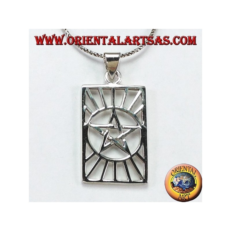 Pendentif en argent, pentacle au soleil (étoile au soleil)