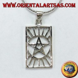 Pendentif en argent, pentacle au soleil (étoile au soleil)