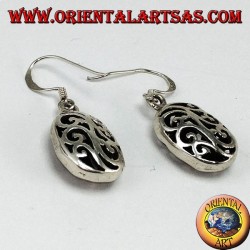 Boucles d'oreilles en argent avec ovales percés à double face