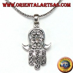 Pendant in 925 silver ‰ hand of Miriam of Fatima Hamsa carved