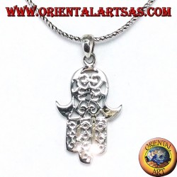 Pendentif en argent 925 ‰ main de Miriam de Fatima Hamsa sculptée