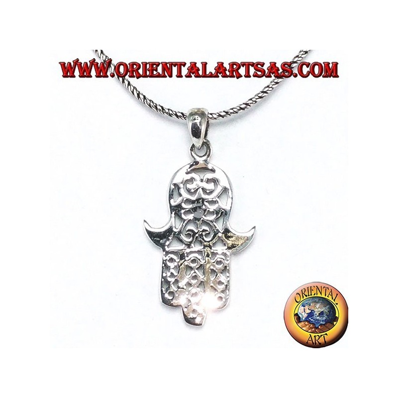 Pendant in 925 silver ‰ hand of Miriam of Fatima Hamsa carved