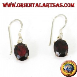 Hand durchbohrte Silberohrringe mit natürlichem ovalen Granat-Set