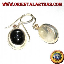 Boucles d'oreilles en argent avec étoile noire (Diopside étoilé) ovale
